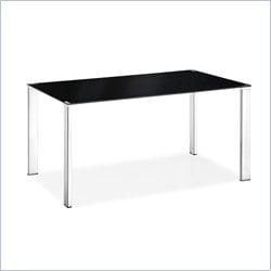 Zuo Slim Rectangular Casual Dining Table with Glass Top-Black
