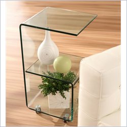 Zuo Trek Glass Side Table with Casters in Clear