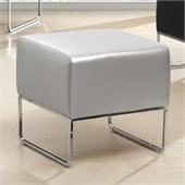 Zuo Plush Ottoman in Silver