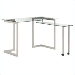 Zuo Thrower Tempered Glass Desk with Swing Leg Shelf