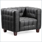 ZUO Button Modern Italian Leather Arm Chair in Black