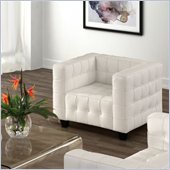 ZUO Button Modern Italian Leather Arm Chair in White