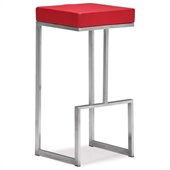 ZUO Darwen Modern Leatherette Bar Chair in Red