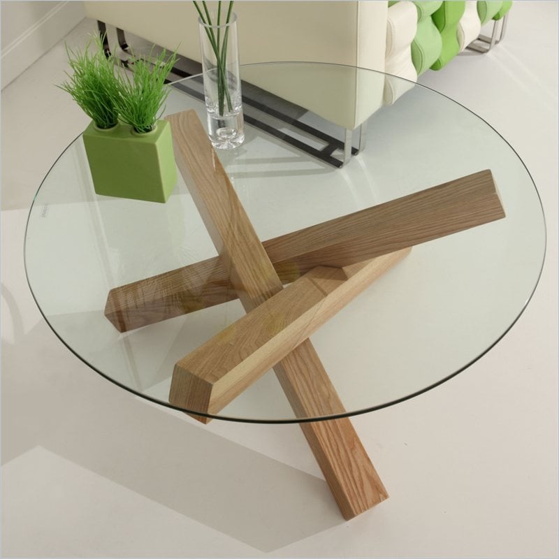 ZUO Haxby Modern Glass Side Table in Walnut