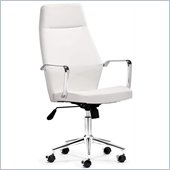 ZUO Holt Modern Leatherette Molded Foam High Back Office Chair in White PU