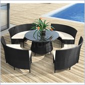 ZUO La Barrosa Outdoor Synthetic Weave Dining Table Set in Espresso