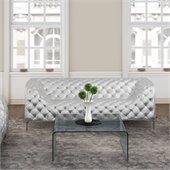ZUO Providence Modern Leatherette Sofa in Sliver