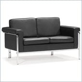 ZUO Singular Modern Leatherette Love Seat in Black