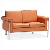 ZUO Singular Modern Leatherette Love Seat in Terracota