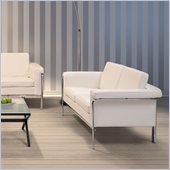 ZUO Singular Modern Leatherette Love Seat in White