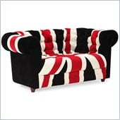 ZUO Union Jack Modern Microfiber Love Seat in Red White & Black