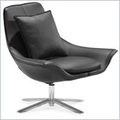ZUO Vital Modern Leatherette Molded Foam Lounge Chair in Black