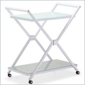 ZUO Xert Modern Tempered Glass Serving Cart in White