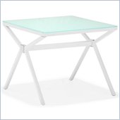 ZUO Xert Modern Tempered Glass Side Table in White