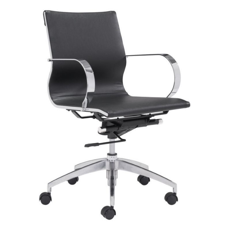 Zuo Glider Low Back Faux Leather Office Chair in Black Atlantic Furniture Mission Dining Chairs