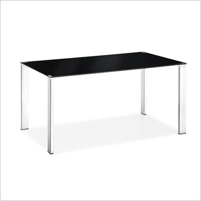 Zuo Slim Rectangular Casual Dining Table with Glass Top