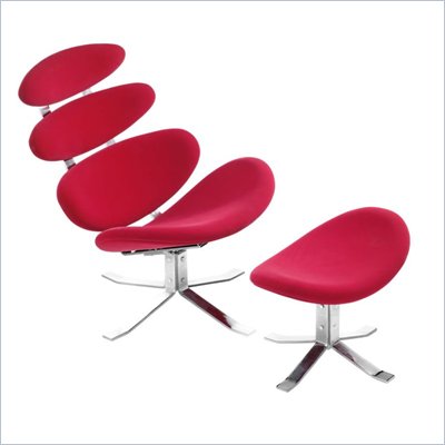 Zuo Petal Lounge Chair And Ottoman in Red