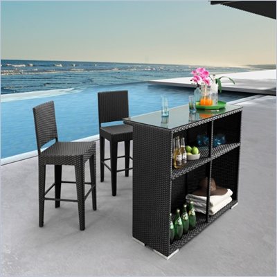 ZUO Phi Phi Outdoor Synthetic Weave Bar in Espresso