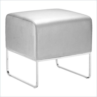 Zuo Plush Ottoman in Silver