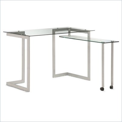 Zuo Thrower Tempered Glass Desk with Swing Leg Shelf