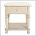 Lexington Long Cove Meridian 1 Drawer 1 Shelf End Table with Shell White Wood Finish