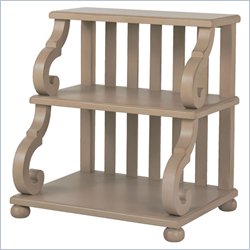 Lexington Long Cove Riverhead 2 Shelf Slat Back Step Table with Linen Beige Wood
