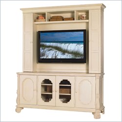 Lexington Long Cove Bar Harbor 4 Door TV Entertainment Console with Shell White Wood Finish