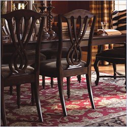 Lexington Barclay Square Wellesley Fabric Dining Side Chair in Distressed Cherry Finish