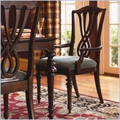 Lexington Barclay Square Wellesley Fabric Dining Arm Chair in Distressed Cherry Finish 