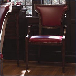 Lexington Barclay Square Hyde Park Leather Dining Arm Chair in Distressed Cherry Finish