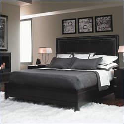 Lexington Black Ice Graphite Leather Upholstered Panel Bed in Carbon Black Finish