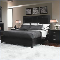 Lexington Black Ice Graphite Wood Panel Bed 5 Piece Bedroom Set in Carbon Black