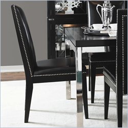 Lexington Black Ice Mica Leather Dining Side Chair in Carbon Black