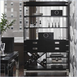 Lexington Black Ice Mercury Double Etagere in Carbon Black
