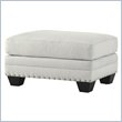 Lexington Black Ice Sapphire Leather Ottoman in White