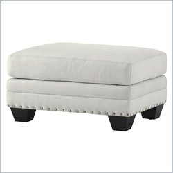 Lexington Black Ice Sapphire Leather Ottoman in White