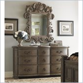 Lexington La Tourelle Chateaux Dresser and Mirror Set in Aged Mocha Brown