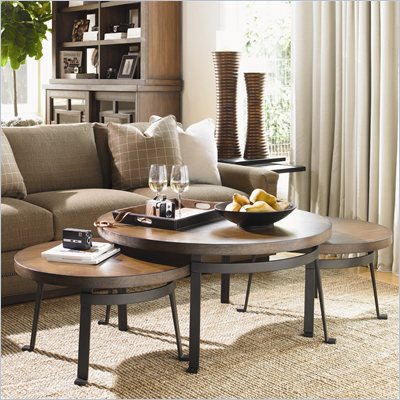 Lexington 11 South Tribeca Nesting Cocktail Table in Chestnut Brown