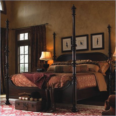 Lexington Barclay Square Blakeney Poster Bed with Optional Canopy in Distressed Brownstone