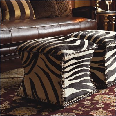 Lexington Barclay Square Mercer Ottoman in Black and White