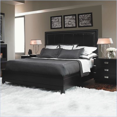 Lexington Black Ice Graphite Wood Panel Bed 5 Piece Bedroom Set in Carbon Black