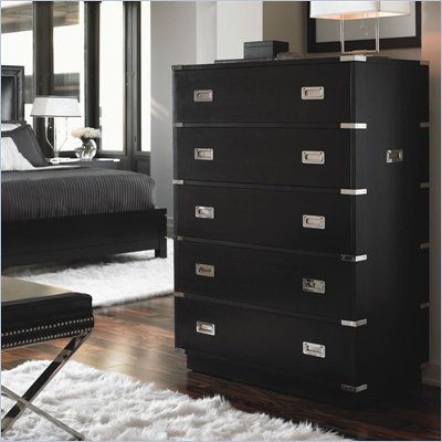 Lexington Black Ice Zircon 5 Drawer Chest in Carbon Black Finish