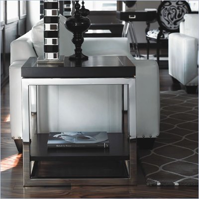 Lexington Black Ice Tungsten End Table in Carbon Black