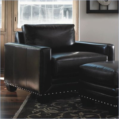 Lexington Black Ice Sapphire Leather Chair in Black