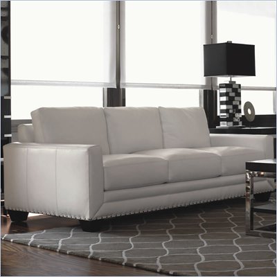 Lexington Black Ice Sapphire Leather Sofa in White