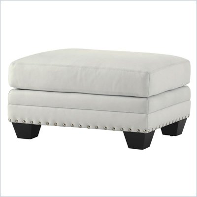 Lexington Black Ice Sapphire Leather Ottoman in White