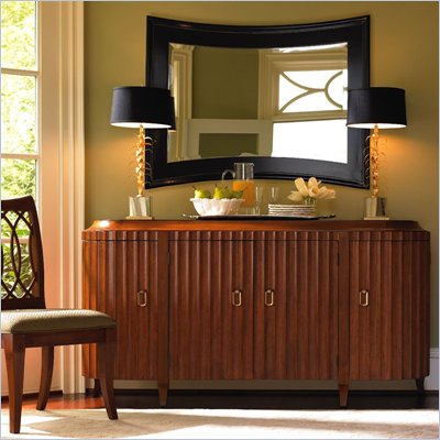 Lexington Hancock Park Melrose 4 Door Dining Buffet in Cognac Finish with Stone Top and Wine Rack