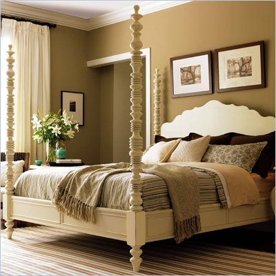 Lexington Long Cove Newport Carved Poster Bed in Shell White Finish