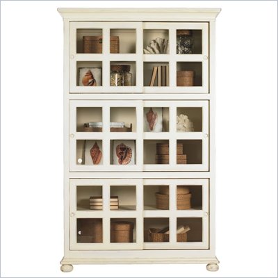 Lexington Long Cove 5 Shelf Bayville Barrister Bookcase with 6 Sliding Glass Doors in Shell White Finish