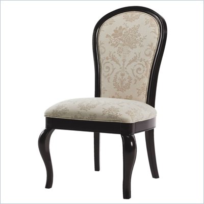 Lexington Long Cove Summerville Fabric Side Chair in Midnight Brown Finish